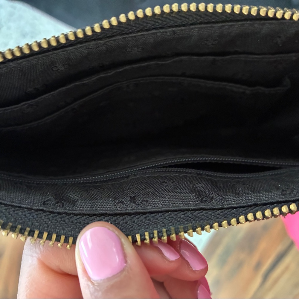 Tory Burch Gold-Logo Python-Print Zip Wallet In B… - image 4